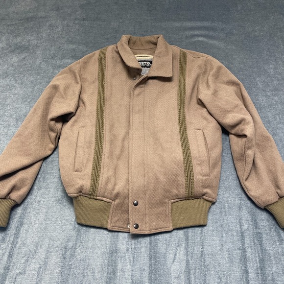 Vintage Otto Bomber Jacket Men Large Brown Sherpa Fleece Lined 90s Retro Collage